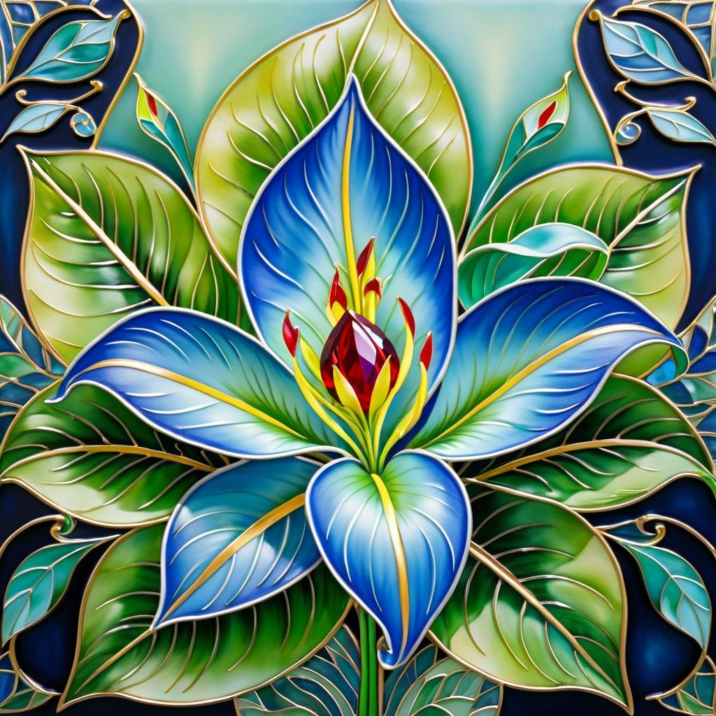 Lily and Blue Diamond Cloisonnism Art