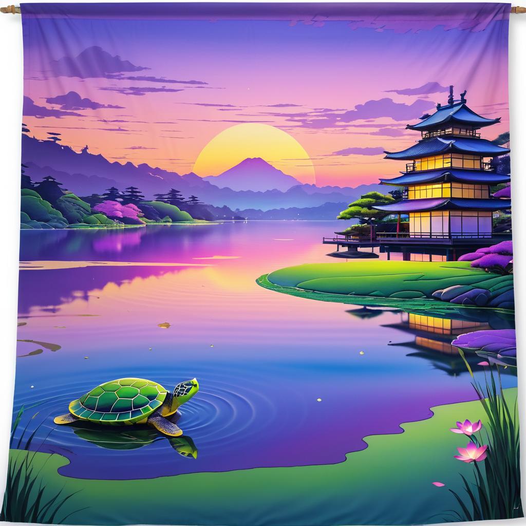 Ukiyo-e Turtle Mural at Serene Lake