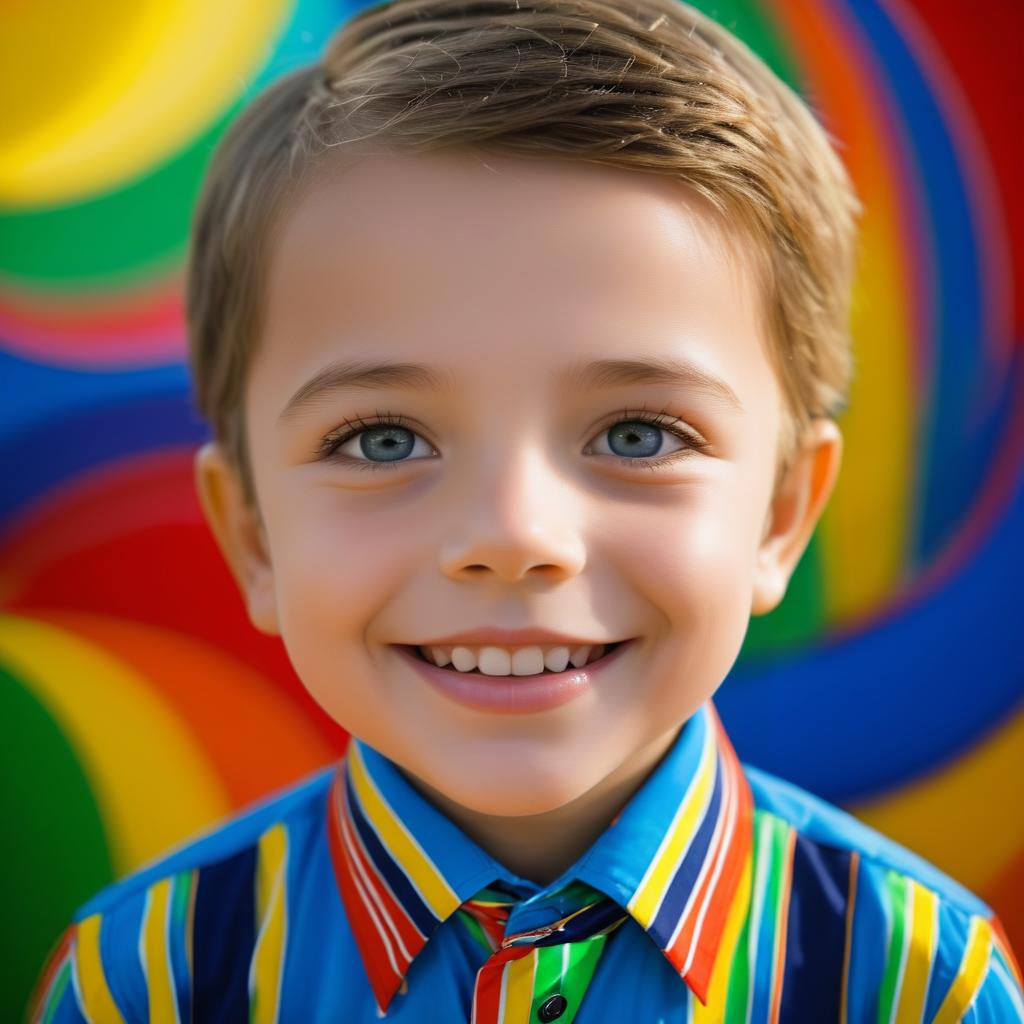 Cheerful Young Boy Portrait in Color