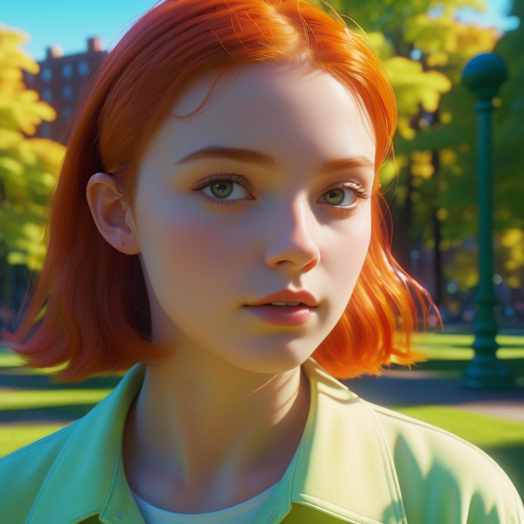 Vibrant 3D Portrait of a Girl