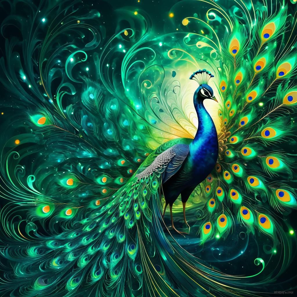 Majestic Peacock in Ethereal Energy