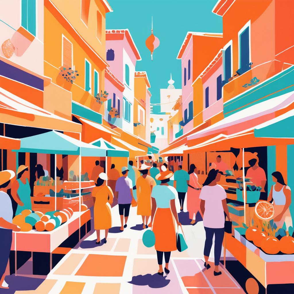 Whimsical Aesthetic Street Market Scene