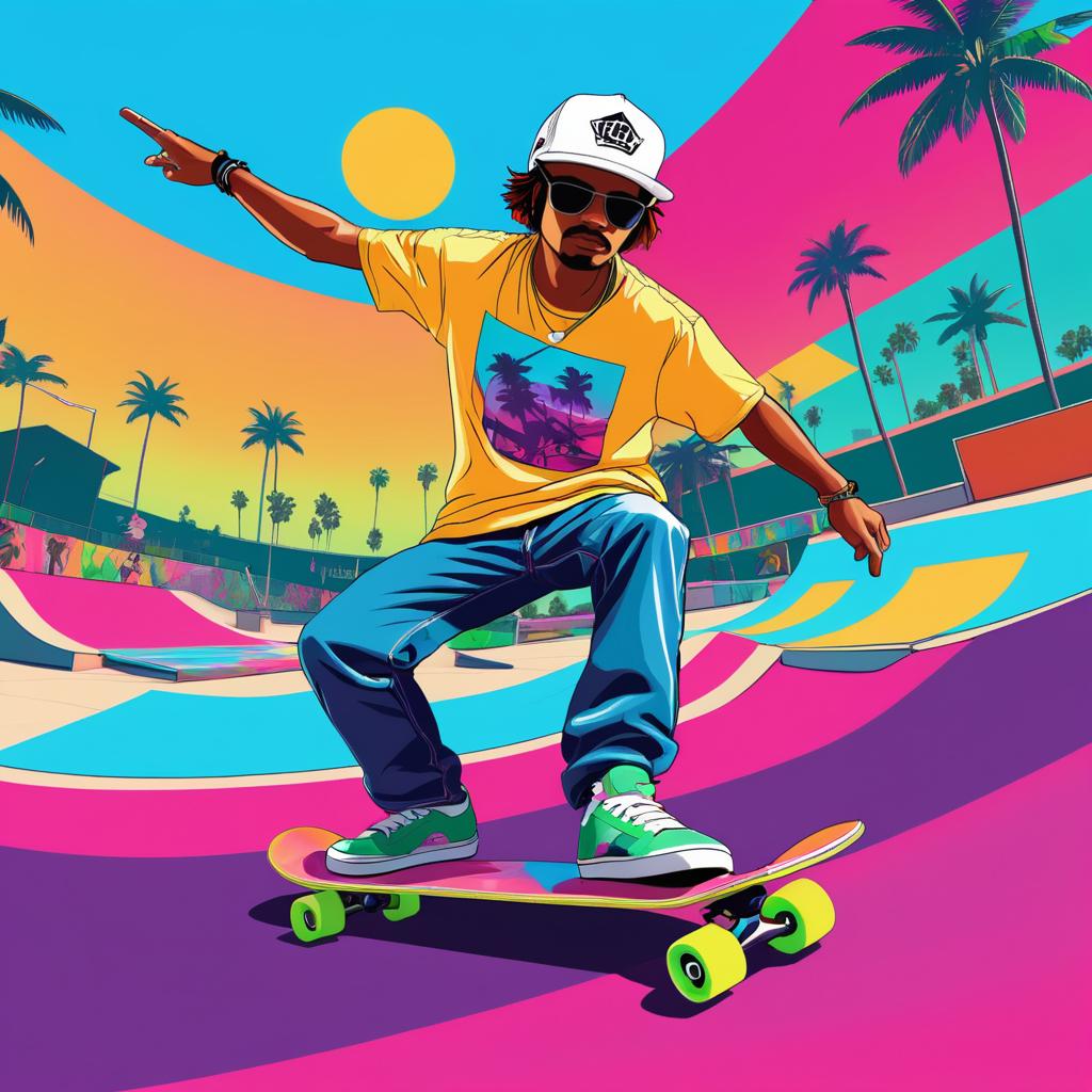 Vibrant Skatepark: Rebellious Skateboarder Scene