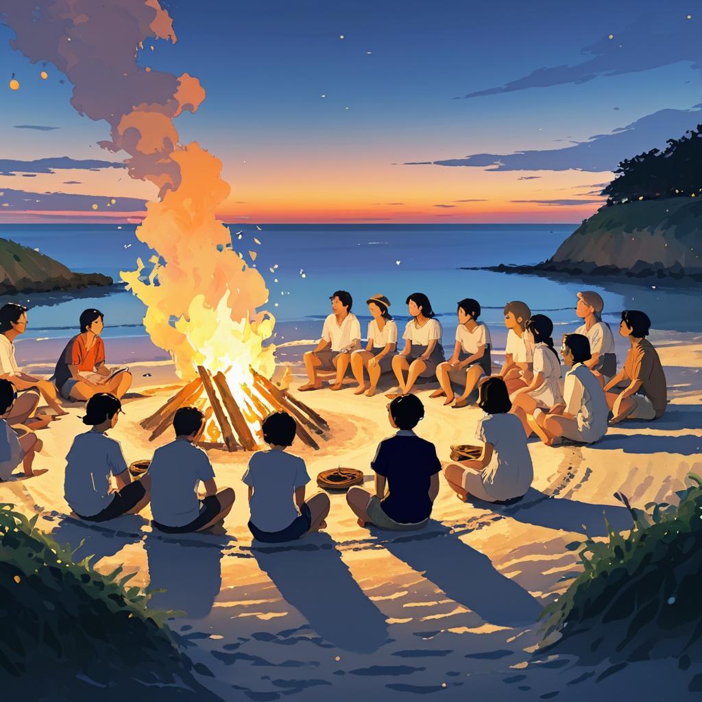 Bonfire Bliss: Friends at the Beach