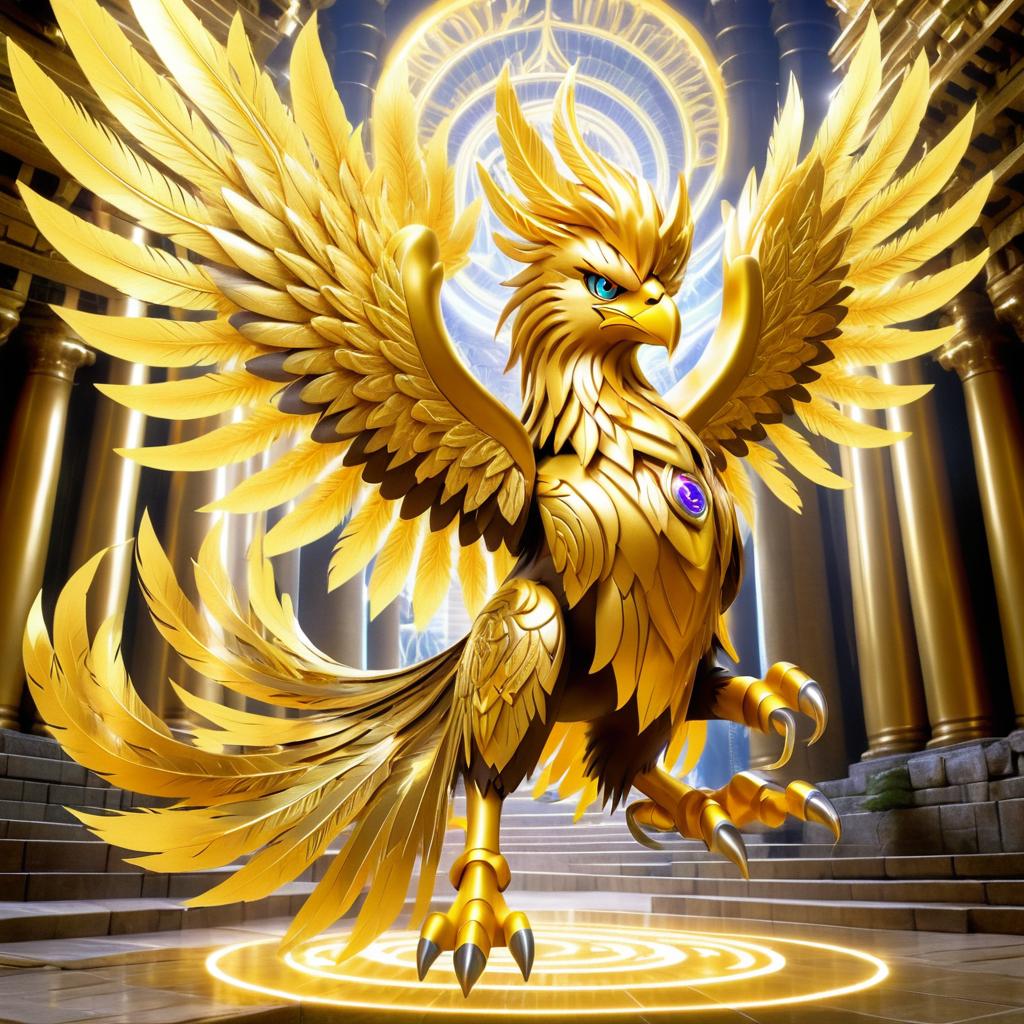 Majestic Griffon in an Ancient Temple