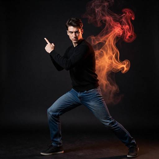 Dynamic Martial Artist with Intense Expression