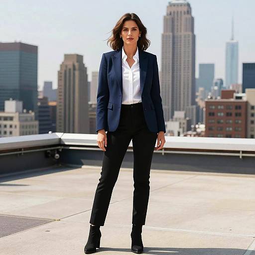 Confident Woman on City Rooftop