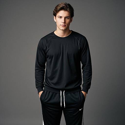 Man in Black Track Pants and Shirt