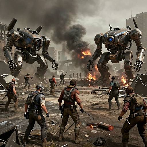 Post-Apocalyptic Warzone Battle Scene