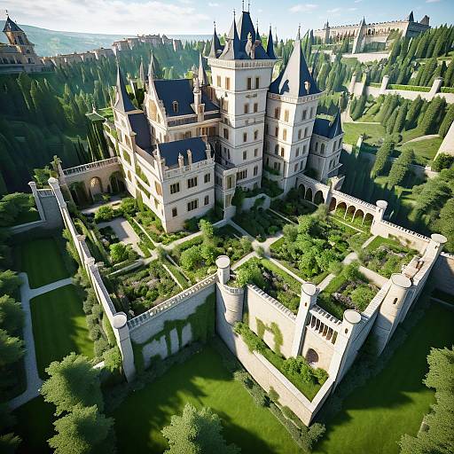 Grand Historical Castle with Terraced Gardens