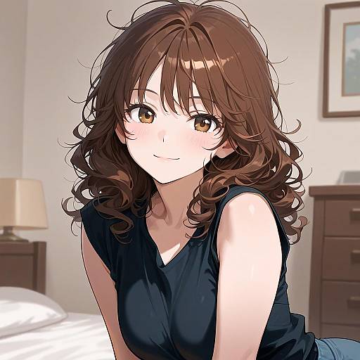 Curly Brown Hair Girl Portrait