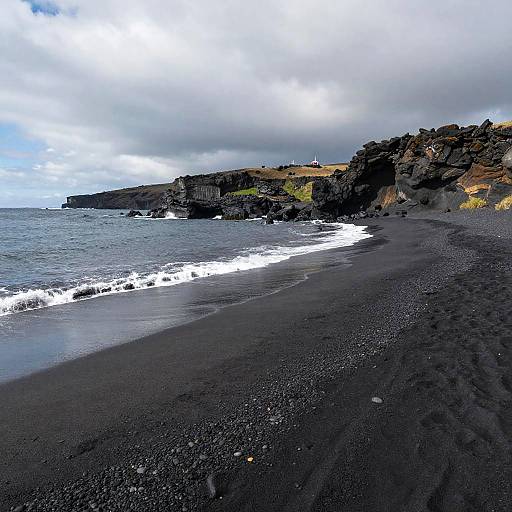 Dramatic Black Sand Volcanic Beach