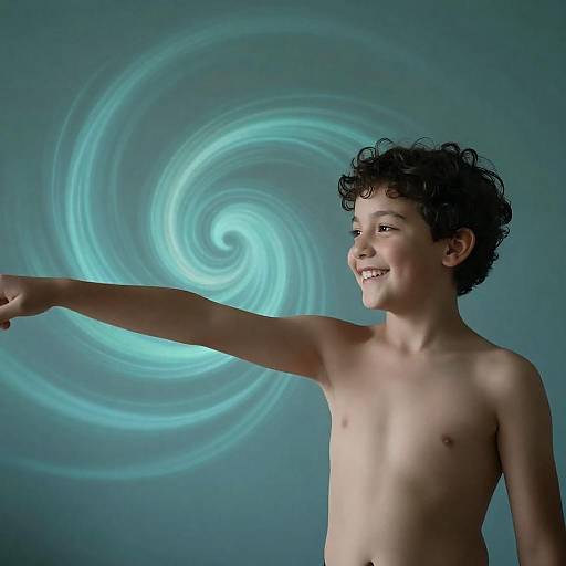 Joyful Boy in Illuminated Motion