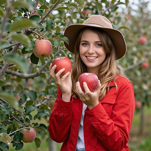 Young Woman in Apple Orchard
