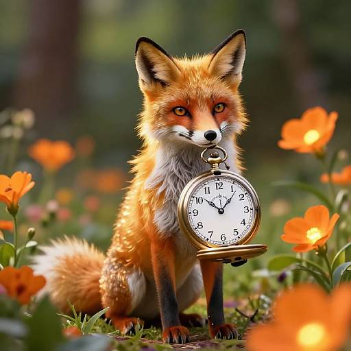 Clockwork Fox in Luminous Garden