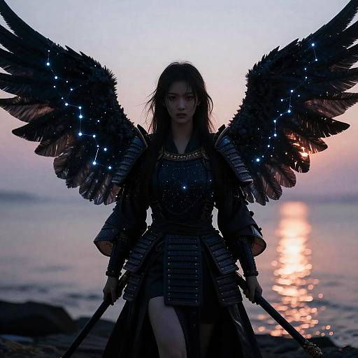 Celestial Samurai with Spectral Wings