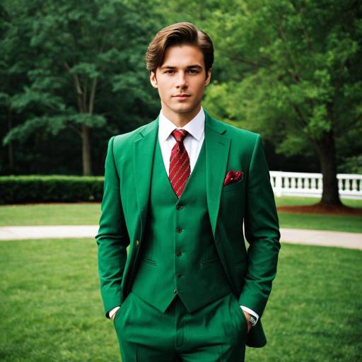 Stylish Groom in Green Suit Outdoors