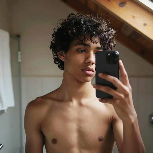 Moody Teen Mirror Selfie Attic