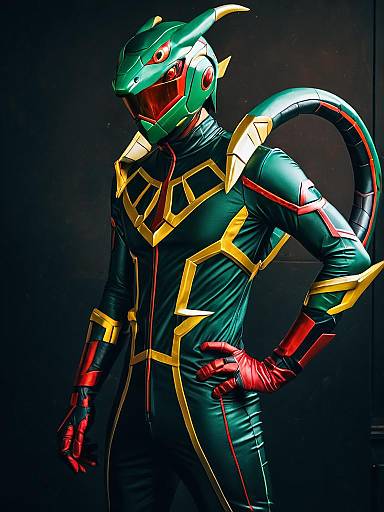 Man in Realistic Rayquaza Cosplay Costume