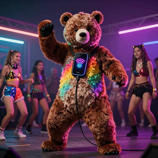 Hip Hop Dancing Bear in Neon Rave