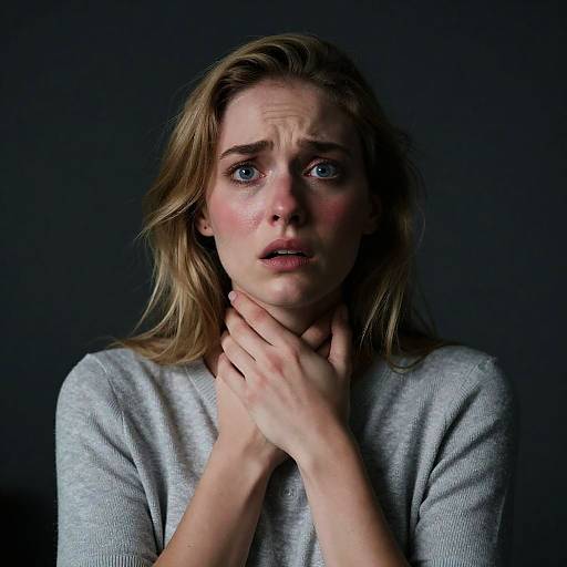 Terrified Woman in Shadowy Background