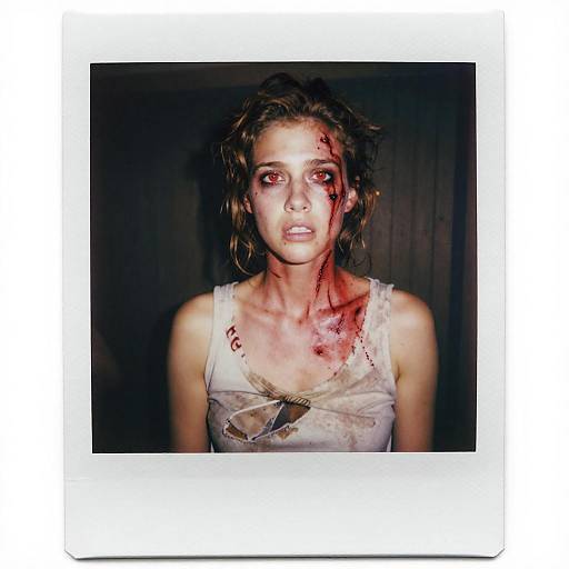 Polaroid Scared Red-Eyed Girl Portrait