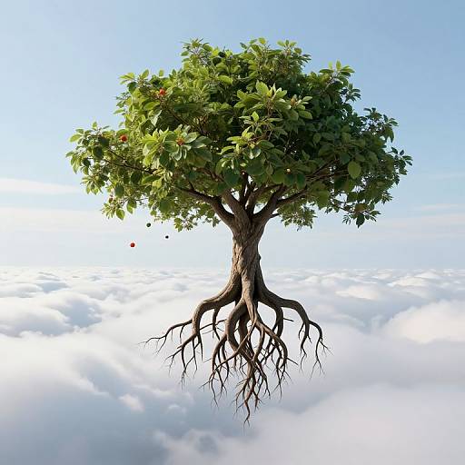 Solitary Tree Above Ethereal Clouds