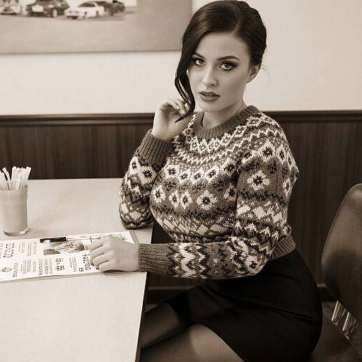 Vintage Style Woman at Diner