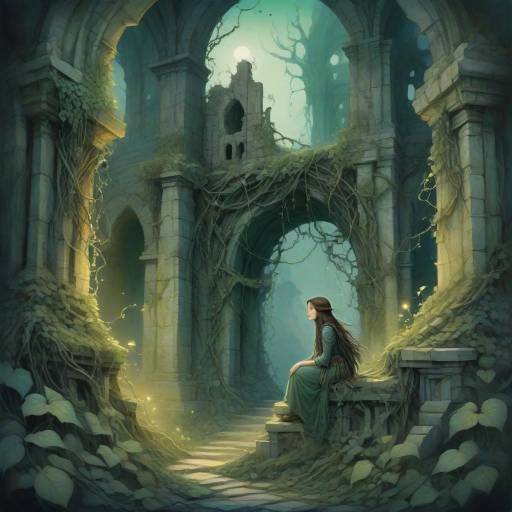 Fantasy Explorer in Ancient Ruins