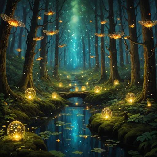 Enchanted Forest with Glowing Fireflies Enchanted Forest with Glowing Fireflies