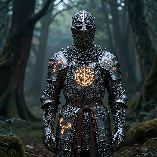 Enchanted Chain Mail Armor in Forest