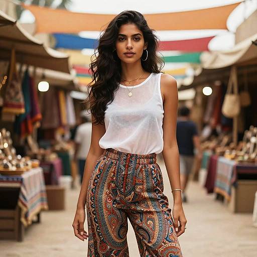 Bohemian Chic Woman in Vibrant Bazaar