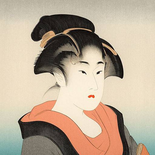 Traditional Ukiyo-e Woman Portrait