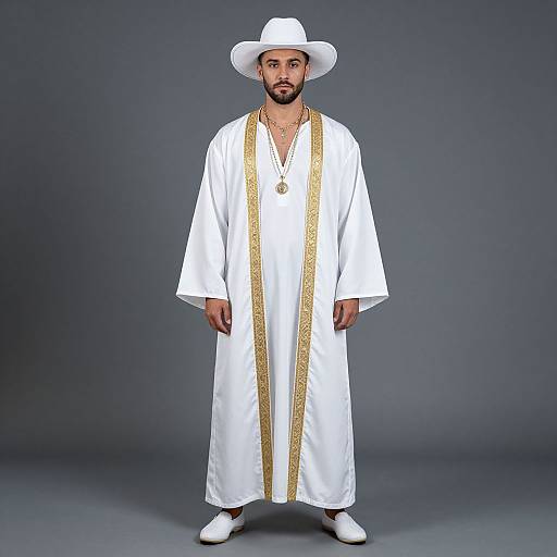 Bearded Man in Robe and Hat