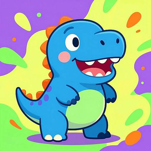 Playful Blue Dinosaur Cartoon Art