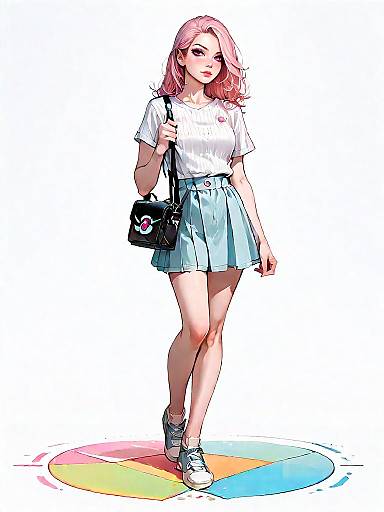 Casual Chic Young Woman with Pink Hair