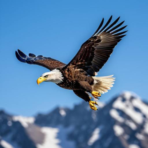 Soaring American Eagle Over Mountain Peaks Soaring American Eagle Over Mountain Peaks