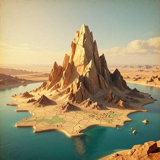 Surreal 3D Golden Hour Landscape