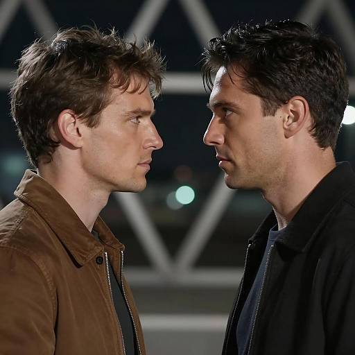 Intense Encounter: Two Men in Focus