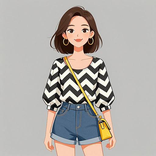 Smiling Woman in Casual Chic Outfit