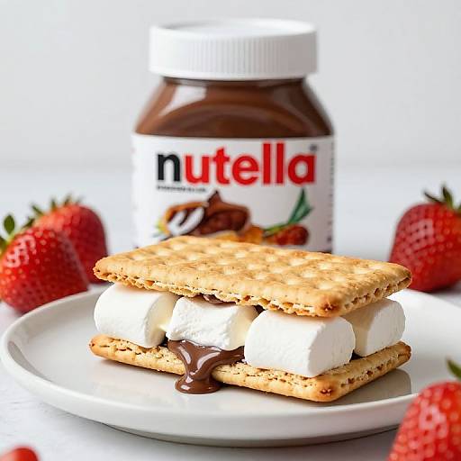 Delectable S'more with Nutella and Strawberries