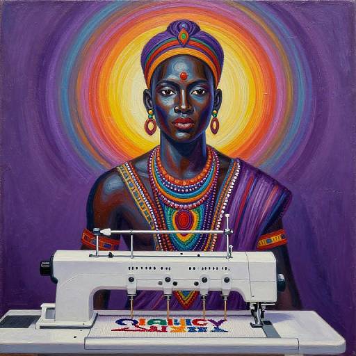 Quincy Jones African Art Embroidery Portrait