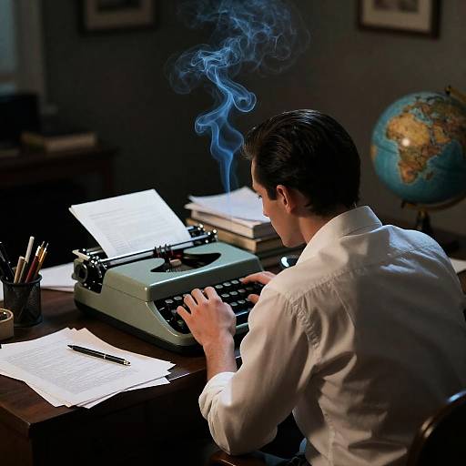 Mysterious Man at a Cluttered Desk