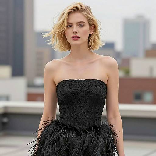 High-Fashion Rooftop Portrait of Blonde Woman