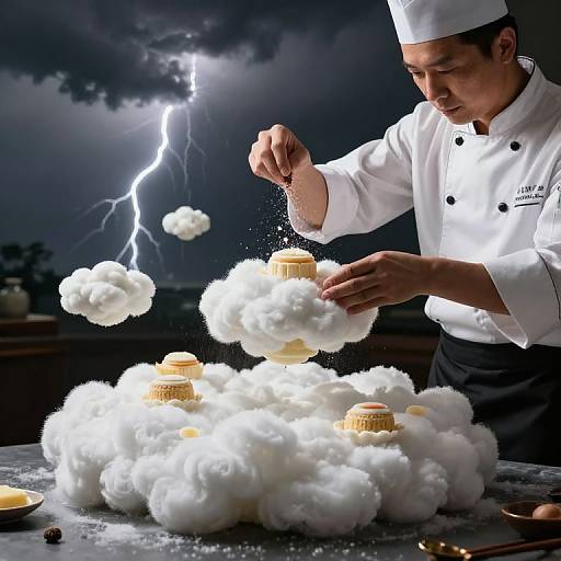 Chef Sculpting Edible Cloud Islands