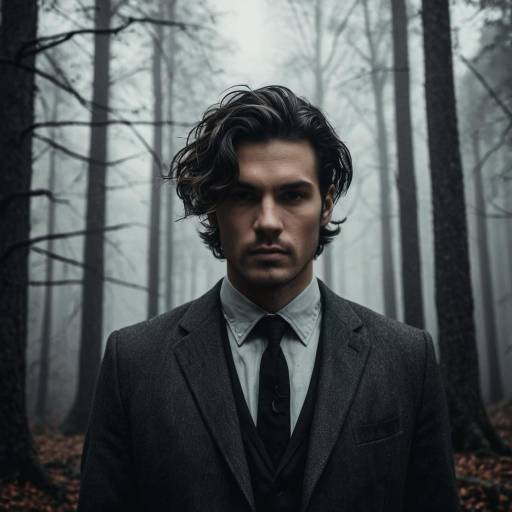 Haunted Gothic Forest with Stylish Man
