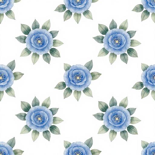 Watercolor Light Blue Roses Diagonal Pattern