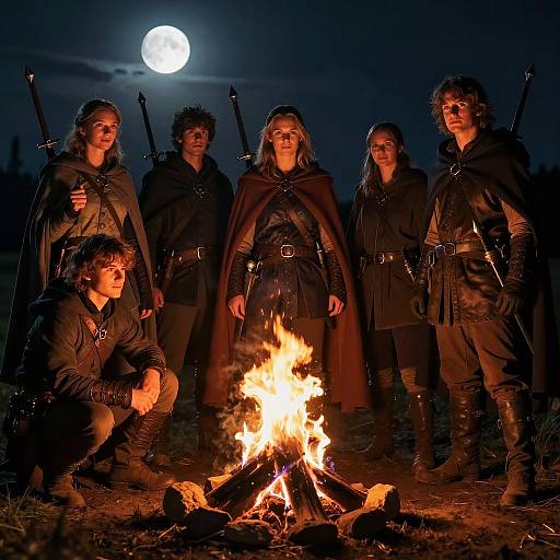 Midjourney DnD Campfire Adventure Scene