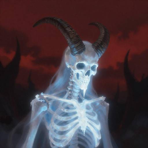 Glowing Skeletal Figure with Horns