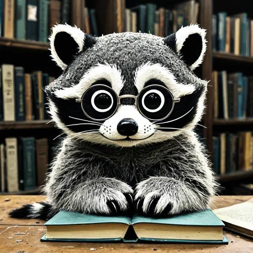 Jolly Raccoon with Glasses Reading Book